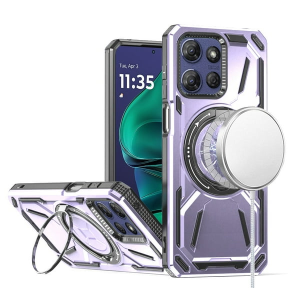 For Motorola Moto G Stylus 5G 2025 Hybrid Magnetic Ring and 360° Rotational Kickstand with MagSafe Compatible, Military Grade Drop Protection Cover, XPM Phone Case [Light Purple]