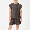 thumbnail image 4 of Vornjynx Boys Knitted Outfit Sets Sleeveless Tank Tops and Shorts Kids Summer Active Casual Clothes 2 Piece Brown Size 7, 4 of 7