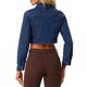 thumbnail image 3 of Chaqueta de mezclilla casual INSPIRE CHIC para mujer, con cuello, botones, de manga larga, estilo cropped, talla XL, azul oscuro, 3 of 6