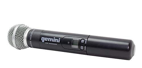 UHF-6100M-R2 Karaoke XLR Connector 1 Wireless Microphone System Gym Professional Handheld Long Range Gemini 1 Mic Set For DJ Church 240 Ft 