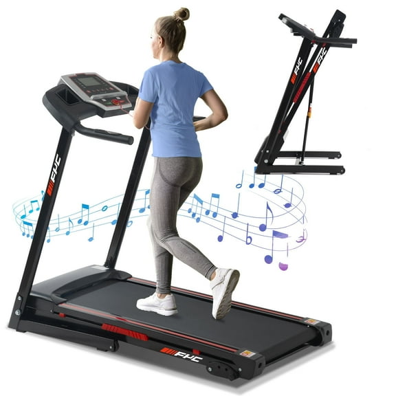 3.5HP 330 LB Weight Capacity with 3-Level Incline Folding Treadmill for Home 16.5" Running Area 10MPH Speed Running Machine Electric Foldable Treadmill with APP/Bluetooth/Incline