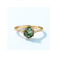 thumbnail image 1 of 1pc Vintage Unique 6x8mm Natural Moss Agate Healing Gemstone 925 Sterling Silver Drop Shaped Decorative Ring Suitable For Women's Engagement Party Daily Wear, 1 of 5