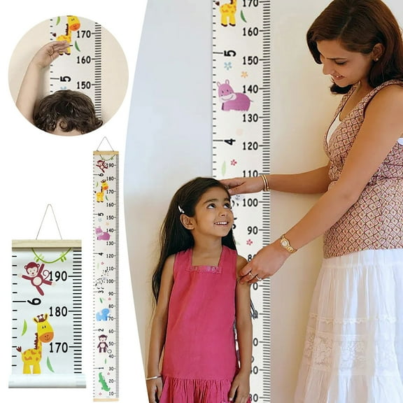 Baby Height Growth Chart,Canvas Height Chart for Kids Baby Child Toddler Boys Girls,Wood Growth Chart for Wall Room Nursery Decor,Hangable and Removable Waterproof Measuring Wall Ruler for Bathroom