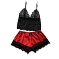 thumbnail image 1 of Women Sexy Lingerie Satin Lace V-Neck Shorts Set Sleepwear Women Sexy Sleeping Clothes Pajama For Women pangjing, 1 of 4