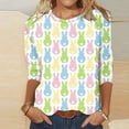 thumbnail image 2 of ICHUANYI Women's New Trending Crew Neck Casual Tops Easter Print T-shirt 3/4 Sleeves Blouse Summer, 2 of 4