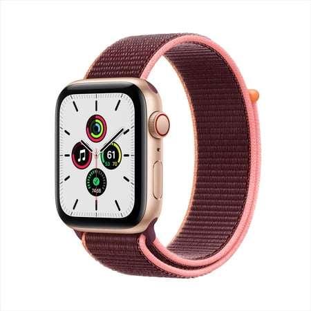 Apple Watch SE GPS + Cellular, 44mm Gold Aluminum Case with Plum Sport Loop