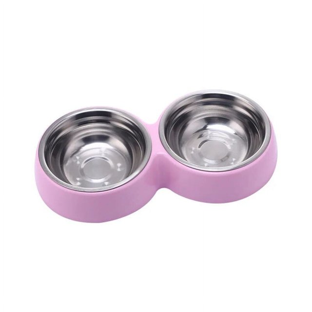 Double Pet Food Bowl Stainless Steel Drinkware Pet Drinking Food Dog Food Puppy Feeding Supplies Kitten Food Water Accessories ShopWise Round