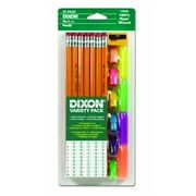 Dixon Ticonderoga Pencil Variety Pack, 14 Number 2 Soft Pencils, 6 Eraser Toppers, 4 Pencil Grips, and Sharpener