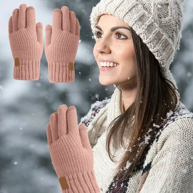 Xihbxyly Guantes de Punto de Lana, Cálidos y Resistentes Al Invierno, con Forro Polar para Climas Fríos, Ideales para Deportes Al Aire Libre, Elásticos y Suaves, Paquete de 2, Disponibles En Café, Ro