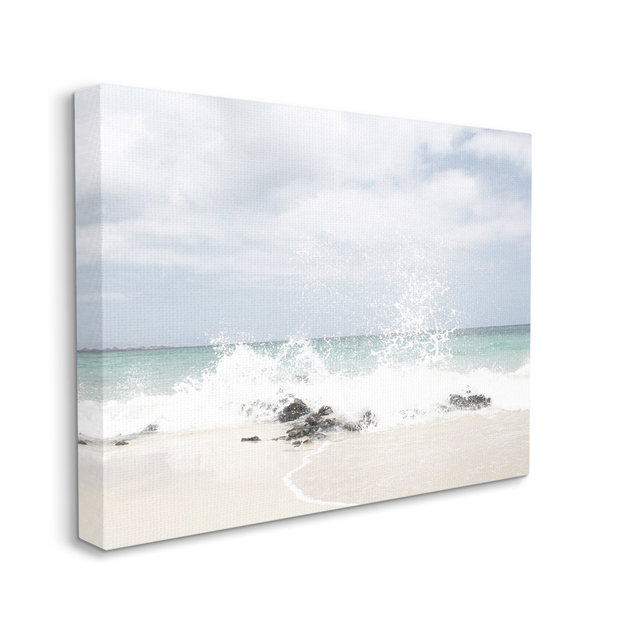 Stupell Industries Tropical Sea Coast Wave Splash Rocky Sand Beach,30 x 24, Design by Leah Straatsma