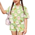 thumbnail image 2 of Grblisyd Girls Summer Outfits Size 10-12 Years Animal Print T-Shirts and Elastic Waist Shorts 2 Piece Outfit Kids Cute Clothing Sets, 2 of 7