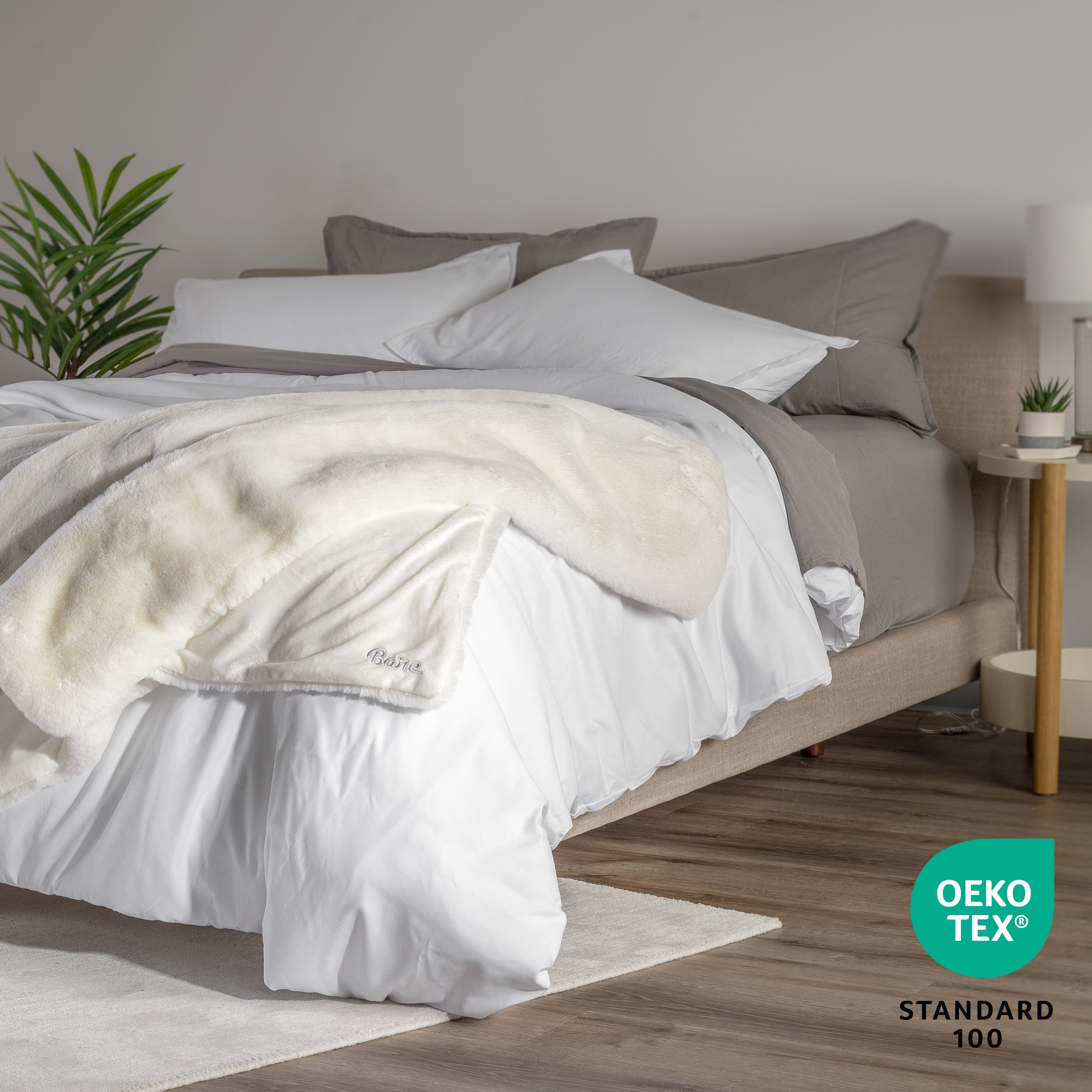 Bare Home Faux Fur Blanket - 47" x 60" - Ultra Soft Fleece - Throw, White