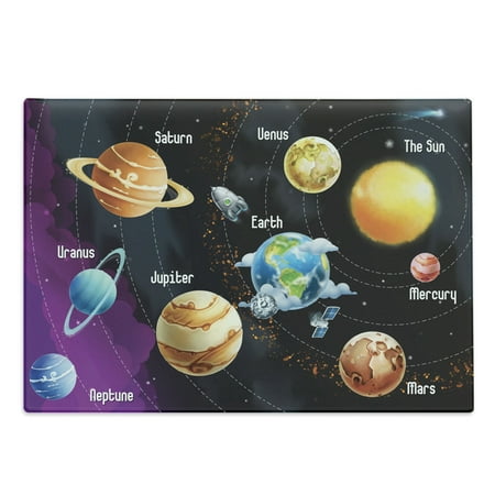 

Outer Space Cutting Board Solar System of Planets Milky Way Neptune Venus Mercury Sphere Illustration Decorative Tempered Glass Cutting and Serving Board Large Size Multicolor by Ambesonne