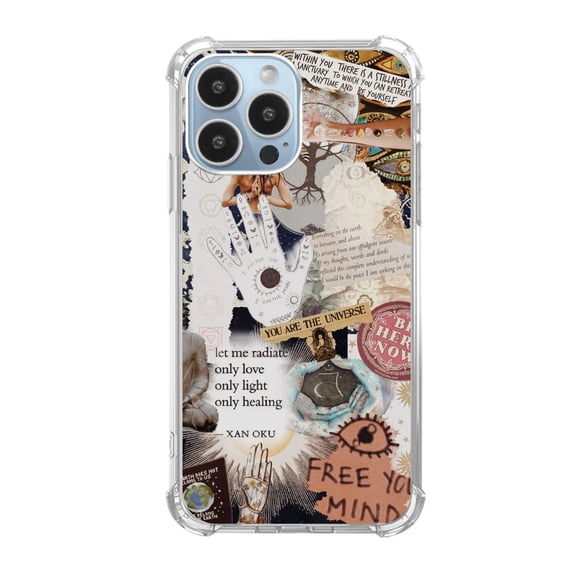 Aesthetic Collage Case Compatible with iPhone 13 Pro,Unique Art Design TPU Bumper Cover Case