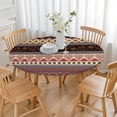 thumbnail image 3 of Colorful Boho Style Floral Print Tablecloth - Elastic Hem Round Table Cover for Patio Party Decor - Fits 52-56 Inch Tables, 3 of 7