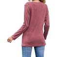 thumbnail image 3 of Blusa Estampado Cuello Redondo Dobladillo Irregular Botón Manga Larga Tops De Moda Para Mujer Rojo Parduzco S, 3 of 5
