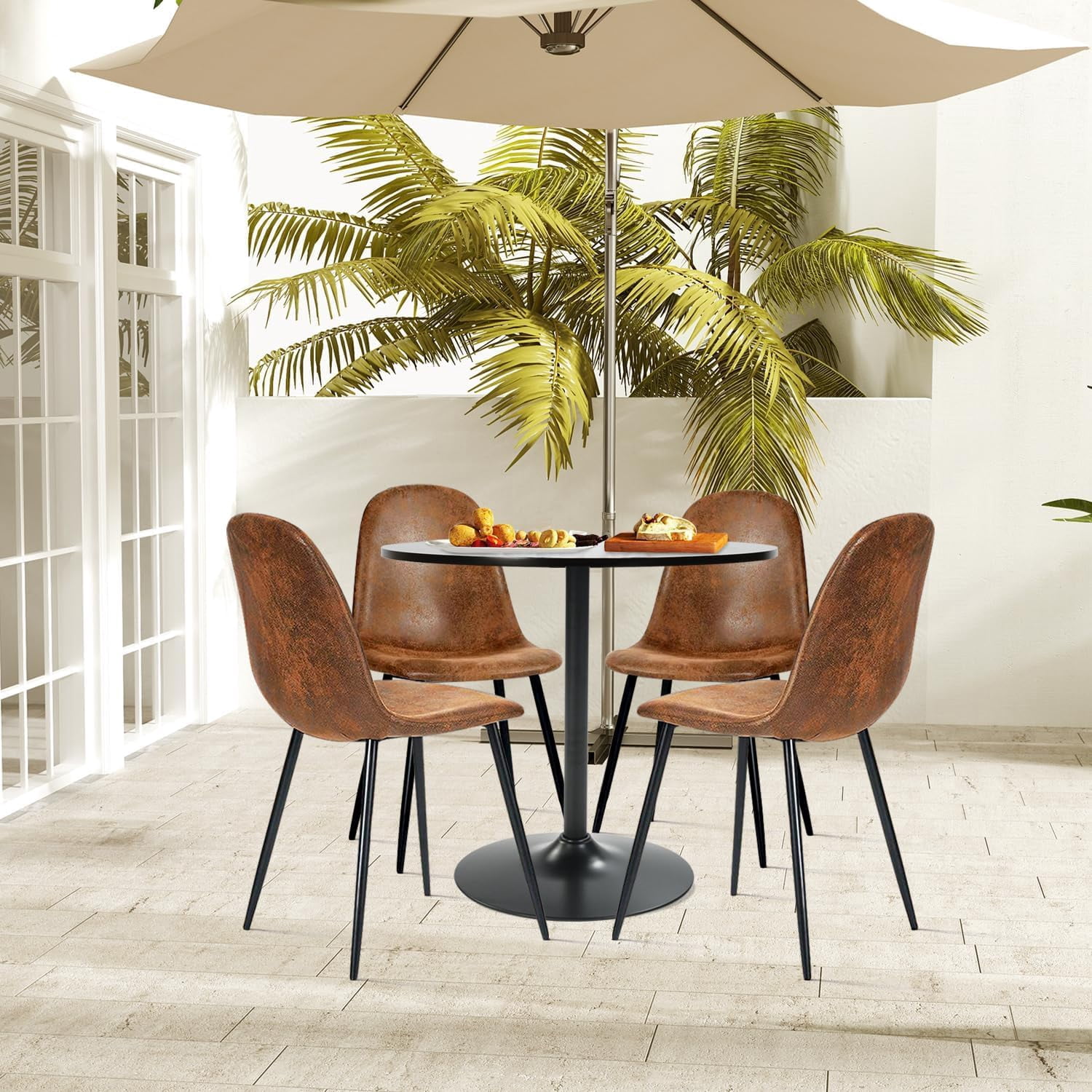 31.5" Dining Table for 2-4 with Enlarged Pedestal Base, Round Bar Table Top, Kitchen Table for Kitchen Living Room Cafe Small Spaces, Black