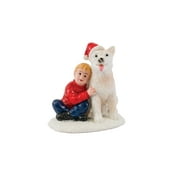 FG Square Christmas Village Figurine - Boy & Dog