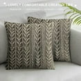 thumbnail image 3 of JEUXUS Cozy Striped Herringbone Flange Throw Pillow Covers, Aesthetic Embossed Pattern Pillow Covers for Couch and Bed, Taupe, 3 of 5