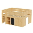 thumbnail image 6 of Harper & Bright Designs Full Size Low Loft Bed with Storage Cabinet and Chalkboard Panel, Full Wooden Loft Bed Frame with Storage Shelves for Bedroom, Natural, 6 of 10