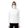thumbnail image 4 of MORESEC Women Plus Size Hooded Long Sleeve Sun Protection Shirts UPF50 Solid Casual Workout Tops Rash Guard Fishing Hiking, White L, 4 of 5