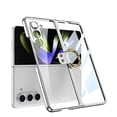 thumbnail image 1 of ELEHOLD Full Body Clear Case for Samsung Galaxy Z Fold5,with Built-in Screen Protector Metal Ring Holder Transparent Crystal Clear Shockproof Protective Case for Samsung Z Fold 5 2023,Silver, 1 of 8