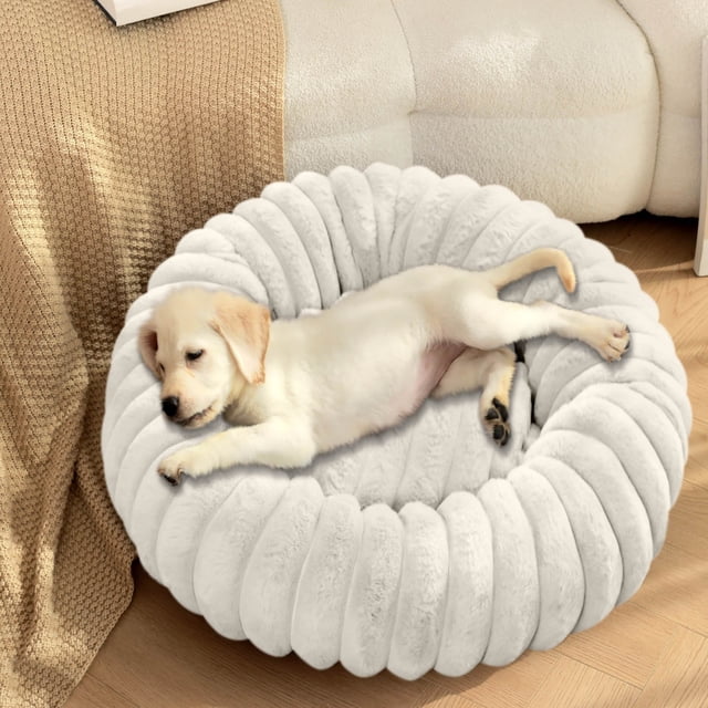 Plush Pet Mat for Dogs and Cats, Round Design with Non-Slip Waterproof Base, Soft High Weight Pad for Kennel Comfort