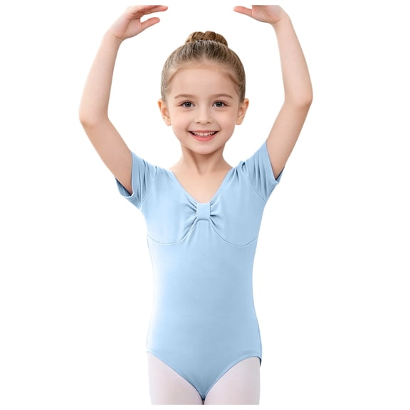 RFQWOVSR Girls' Short Sleeve Ballet Leotard for Dance and Gymnastics