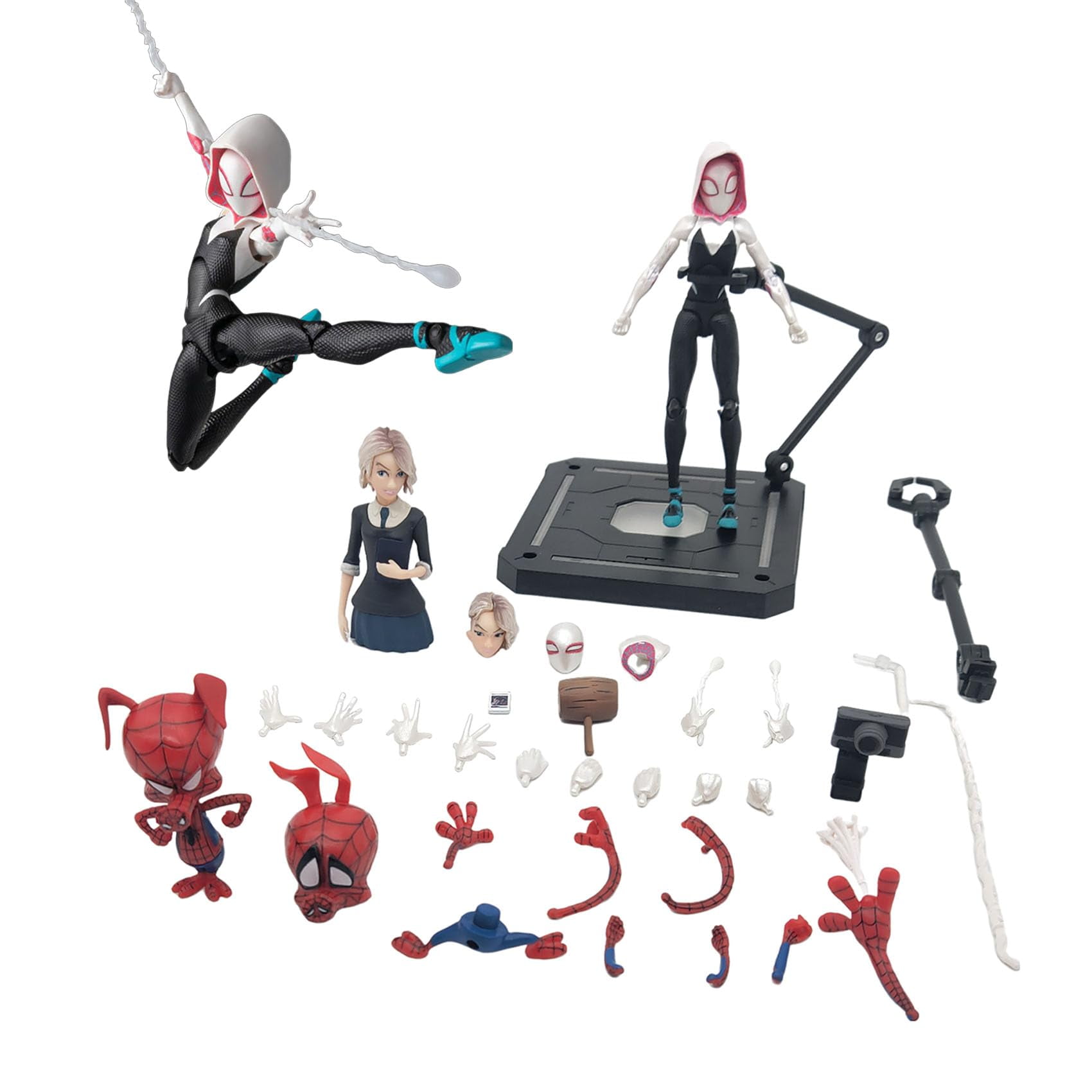 Dupurit Spider Man Into The Spider-Verse Spider Gwen Spider Ham SV Action Super Heroes 6 inches / 16 cm Joints Moveable Action Figure