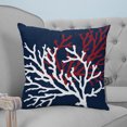 thumbnail image 4 of 20x20 Pillow Covers Set of 2, Red White Coral Throw Pillow Covers Decorative Couch Cushion Case, Summer Ocean Nautical Coastal Navy Blue Microfiber Square Pillowcases for Bedroom Car Living Room, 4 of 7