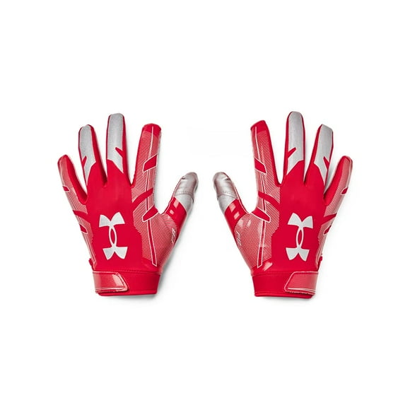 Guantes de fútbol Under Armour F8 para hombre, talla M, color rojo y plateado