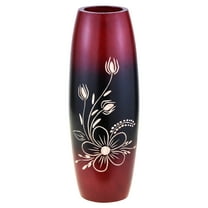 Mesmerizing Hand Carved Flower Red 8-inch Mango Tree Wood Vase