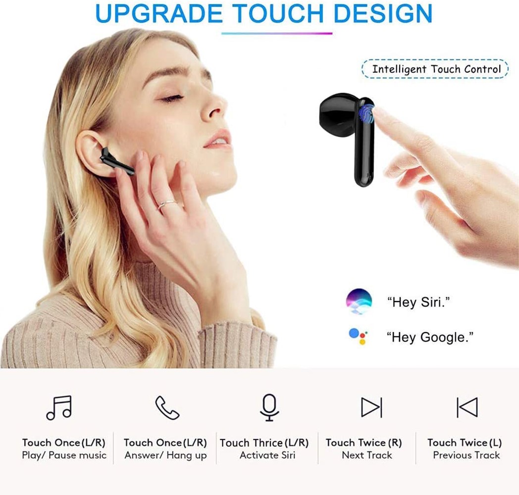 Bluetooth Headphones,Wireless Bluetooth 5.2 Earphones with Noise Reduction,Sport Earphones IPX7 Waterproof Pop-ups Auto Pairing Fast Charging for Apple/AirPods Pro/Android/iPhone(Black) - image 3 of 8
