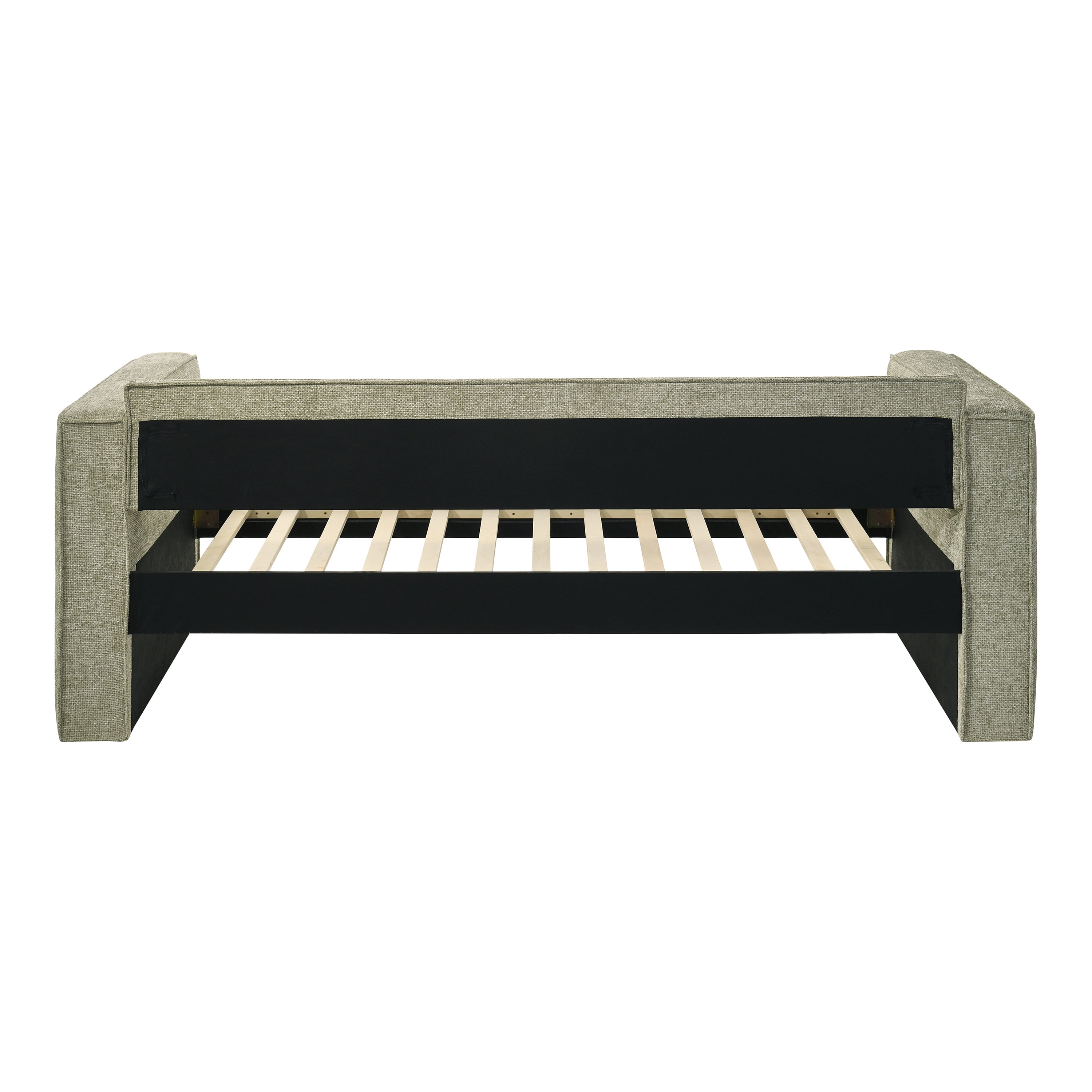 Furniture of America Hearth Fully Fabric Upholstered Square Arm Twin Daybed with Trundle, Light Green