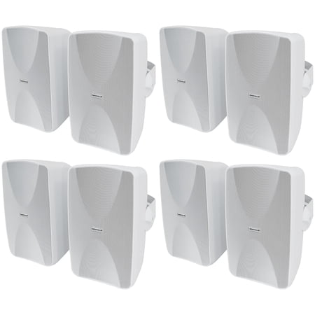 8 Rockville WET-6525W 6.5 70V Commercial Indoor/Outdoor Wall Speakers in White