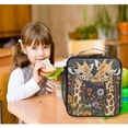 thumbnail image 6 of Square Lunch Bag 10.5*3.5*9.5 Inches Cooler Bag Lunch Bag Insulation Portable Durable Fashion Beautiful Giraffes and Flowers, 6 of 6
