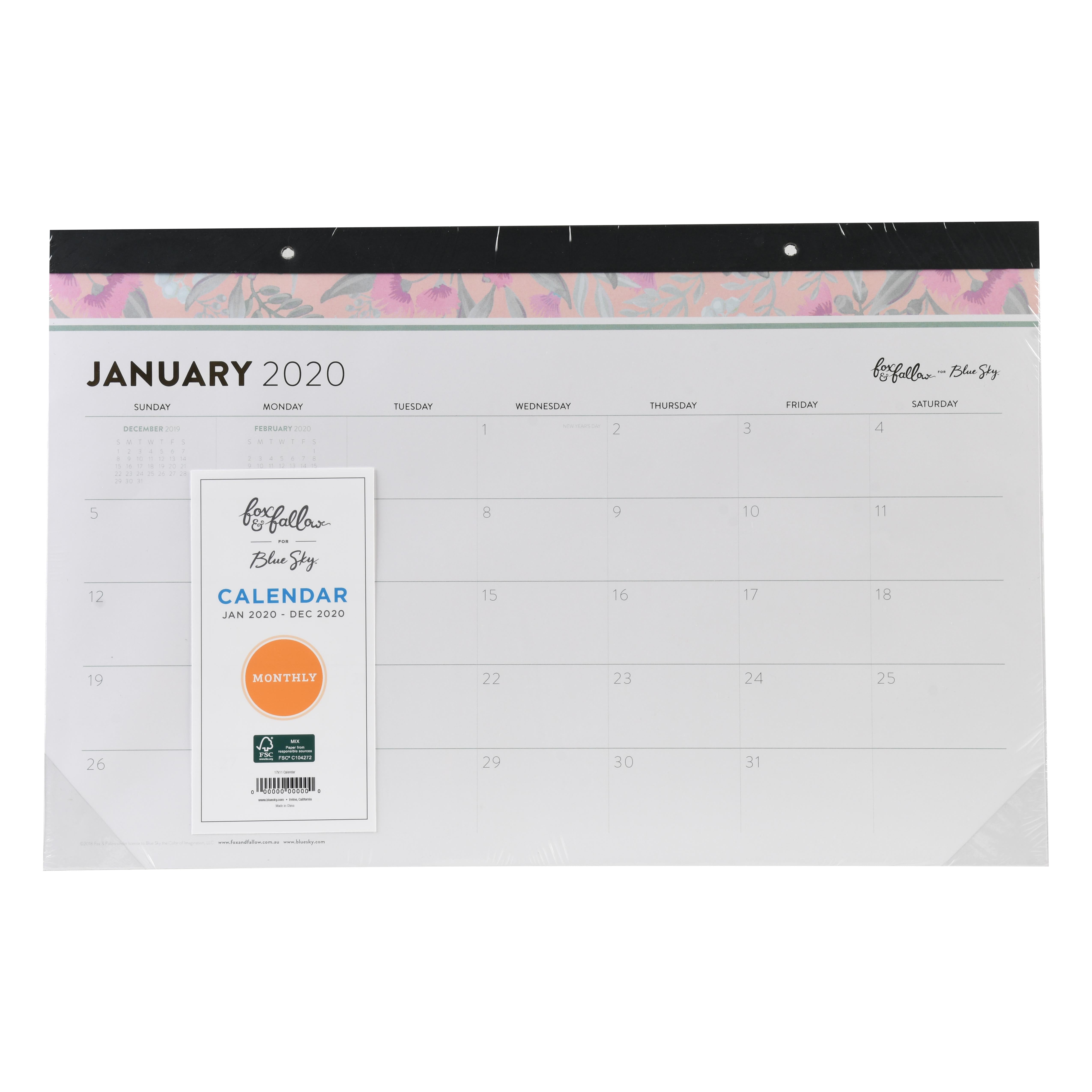Blue Sky 17 X 11 Desk Pad Calendar January 2020 December 2020