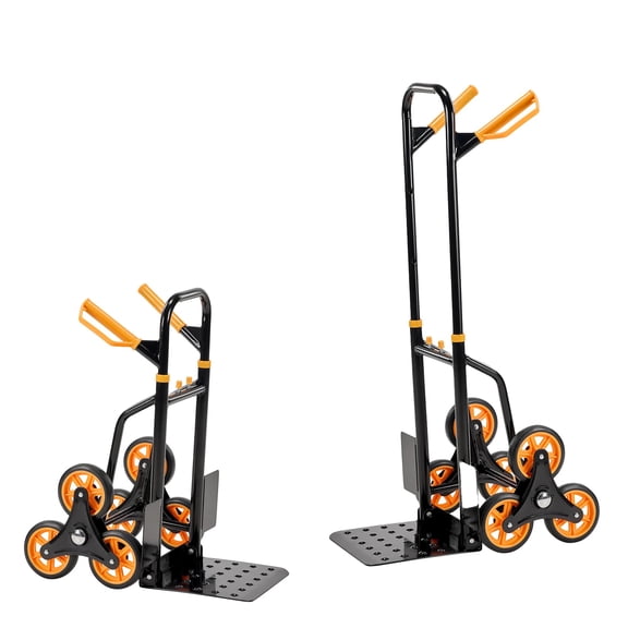 HUJHKIO Heavy Duty Stair Climber Hand Truck Dolly, Ergonomic Foldable Cart with 3-Wheel Design for Stairs & Curbs, 330 lbs Load Capacity, Compact & Easy Storage, Yellow & Black
