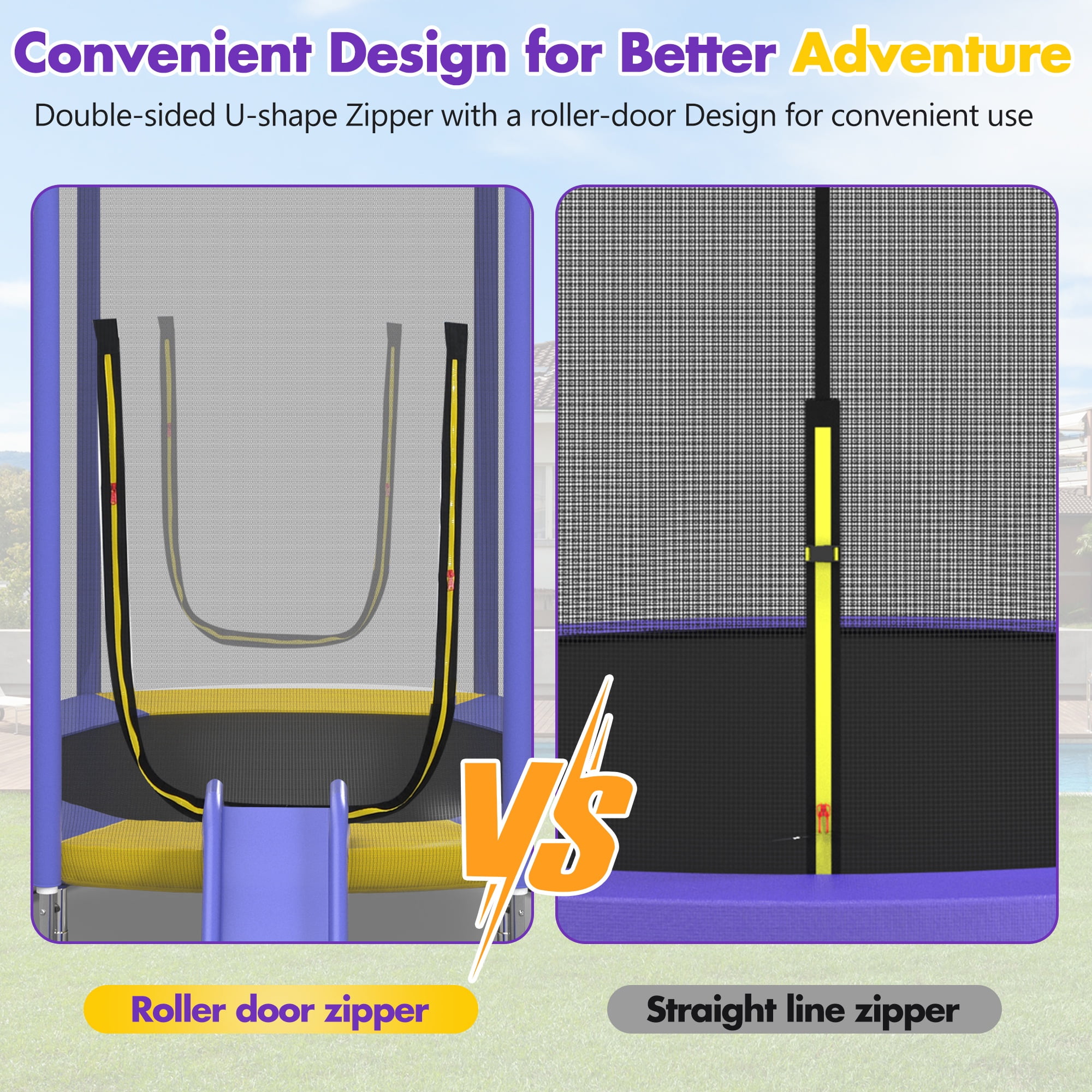 7FT Trampoline for Kids with Safety Enclosure Net, SEGMART Toddler Trampoline with Removable Slide, Upgrade Recreational Trampoline with Jumping Mat for Indoor Outdoor Backyard, Purple