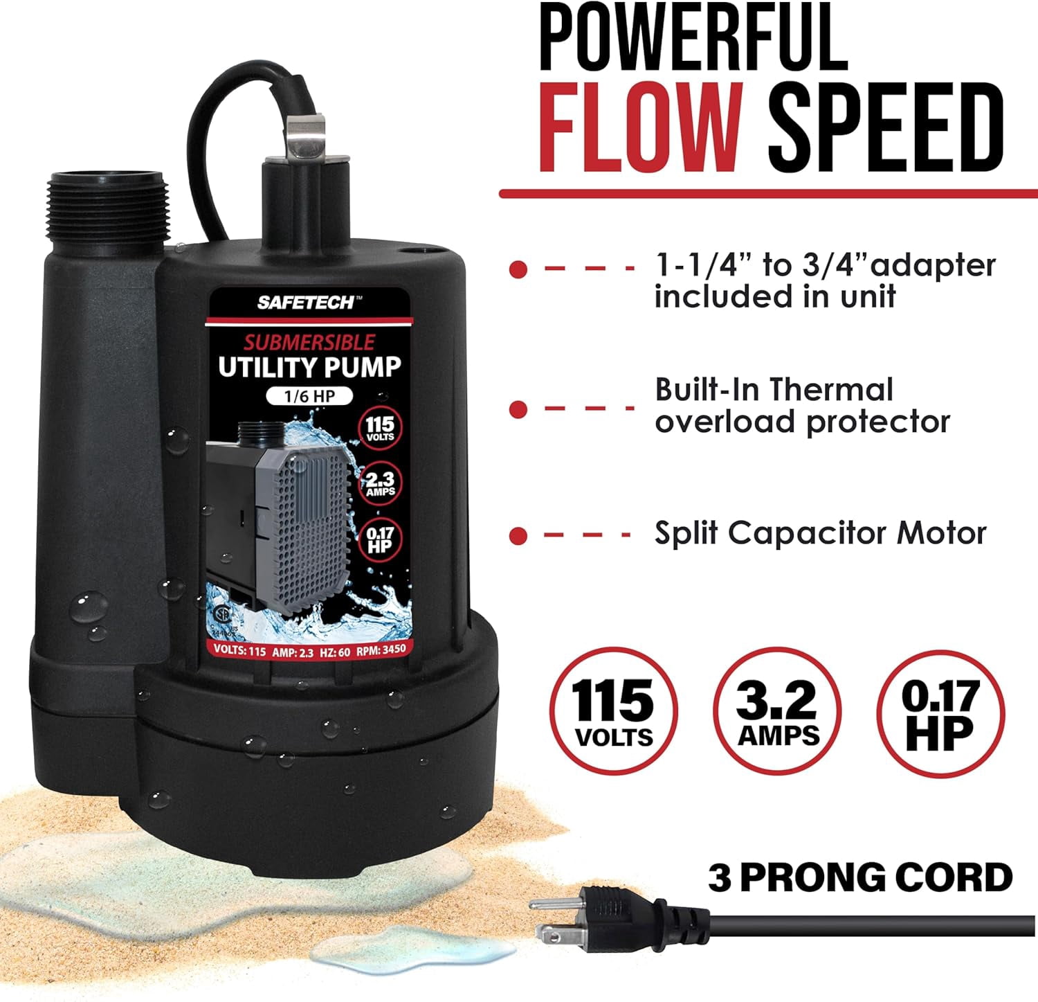 Safetech Tankless Water Heater Flushing Kit, 1/6 HP Utility Pump with Screw-Top Lid Bucket, Premium Braided Hoses & Quart Descaler Solution