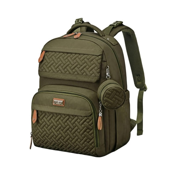 BabbleRoo Mochila para pañales, mochila de viaje con cambiador, estuche para chupete y correas para cochecito, multifunción, impermeable, unisex, verde militar