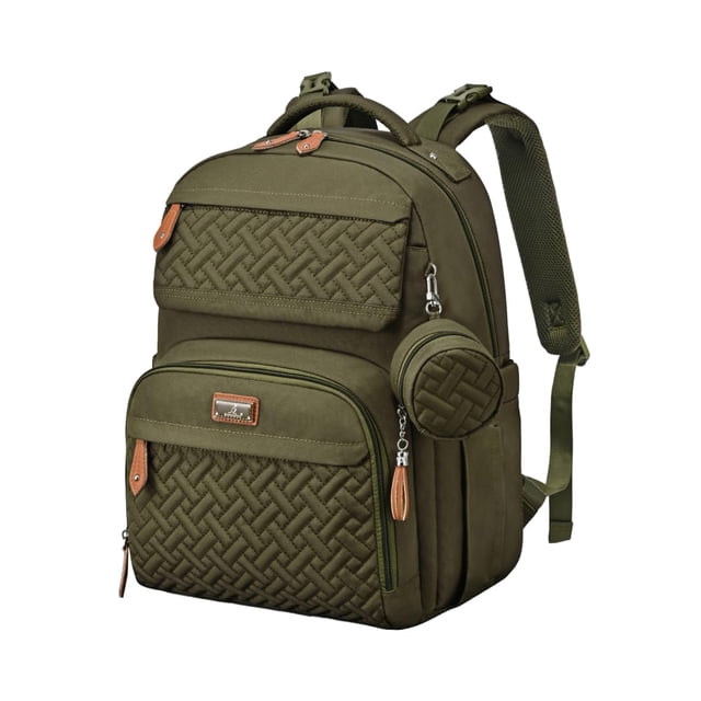 BabbleRoo Mochila para pañales, mochila de viaje con cambiador, estuche para chupete y correas para cochecito, multifunción, impermeable, unisex, verde militar