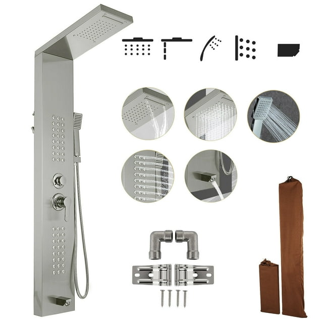VEVOR 5 in 1 Shower Panel System with Spout Rainfall Massage Jets Tub Spout Hand