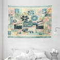 thumbnail image 2 of Ambesonne Cinema Lover Tapestry Wall Hanging, Movie Themed Modern, 80"x60", Almond Green Blush Peach, 2 of 3