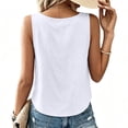 thumbnail image 3 of Womens Scoop Neck Cotton Linen Tank Tops Button Down Sleeveless Shirts Vest Top Summer Casual Beach Vacation Shirt XS, 3 of 7