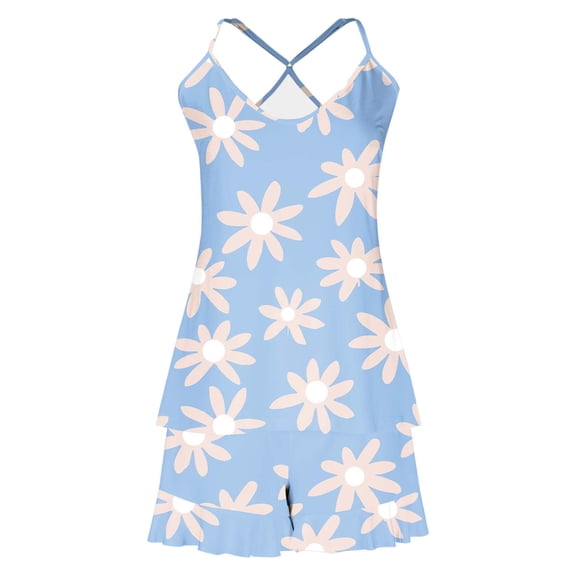 Tnhcen Soft Casual Print Pajamas Silky Spaghetti Straps Ruffled Camisole Shorts Fashionable Summer Lounge Nightwear XS-2XL