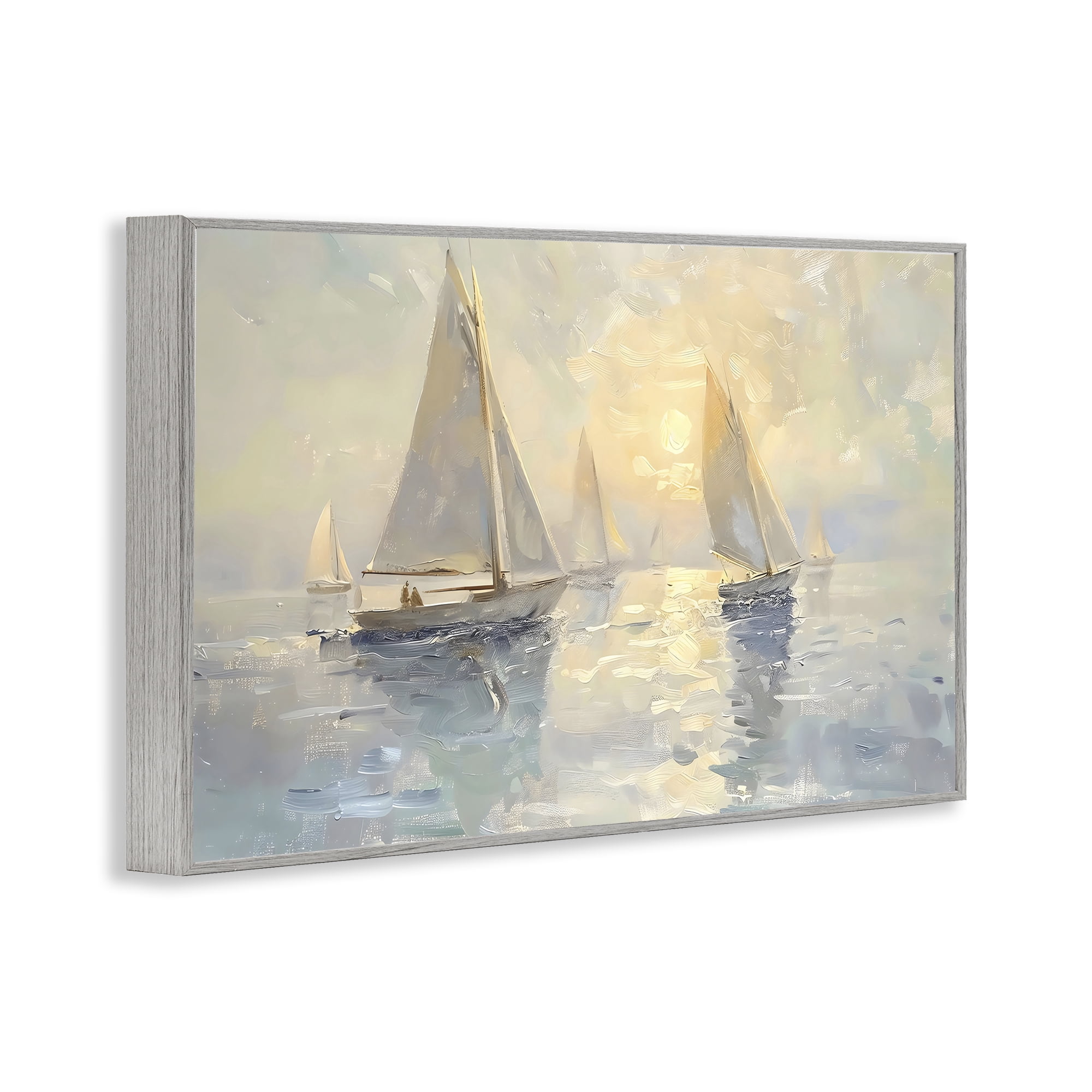 Stupell Industries Sunset Sailboats Glow Gray Framed Giclee Art, design by Creative Studio