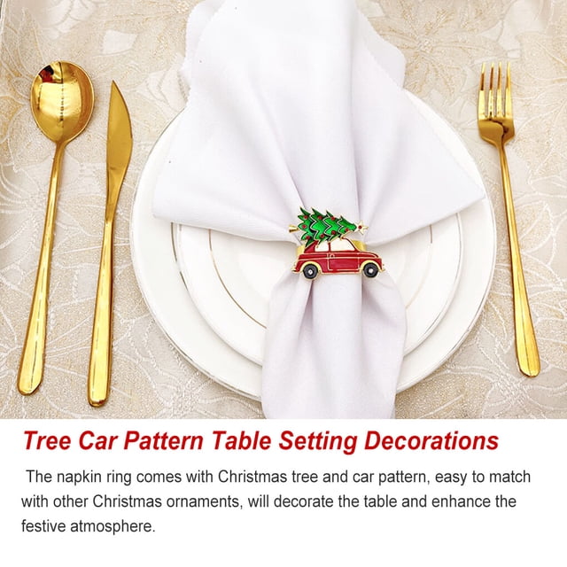 tredstone Christmas Dinner Napkins Decorative Tree Clasps Tree Car Car Design Metal Clasps Inlaid Rhinestone Table Setting Party Supplies Adornment Gifts
