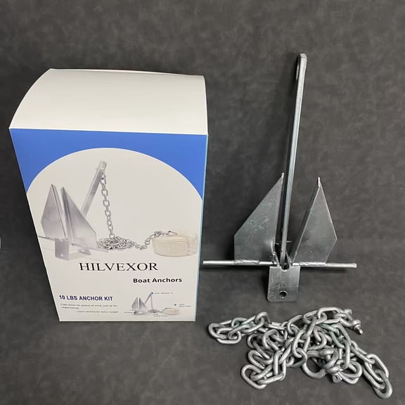 HILVEXOR Boat Anchors,Heavy Duty Boat Anchor Kit with Anchor Chain, Shackle and Anchor Rope, 5/8/10/13 lb Danforth Anchor,Boat Anchor for Pontoons, Dinghies