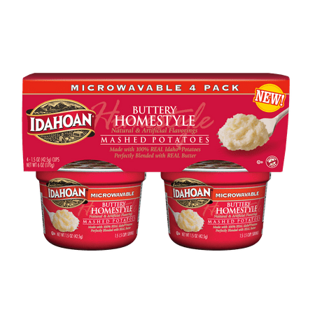 Idahoan Buttery Homestyle Mashed Potatoes - Gluten-Free, Real Idaho Potatoes - 4 Cups (1.5-Ounces (The Best Instant Mashed Potatoes)
